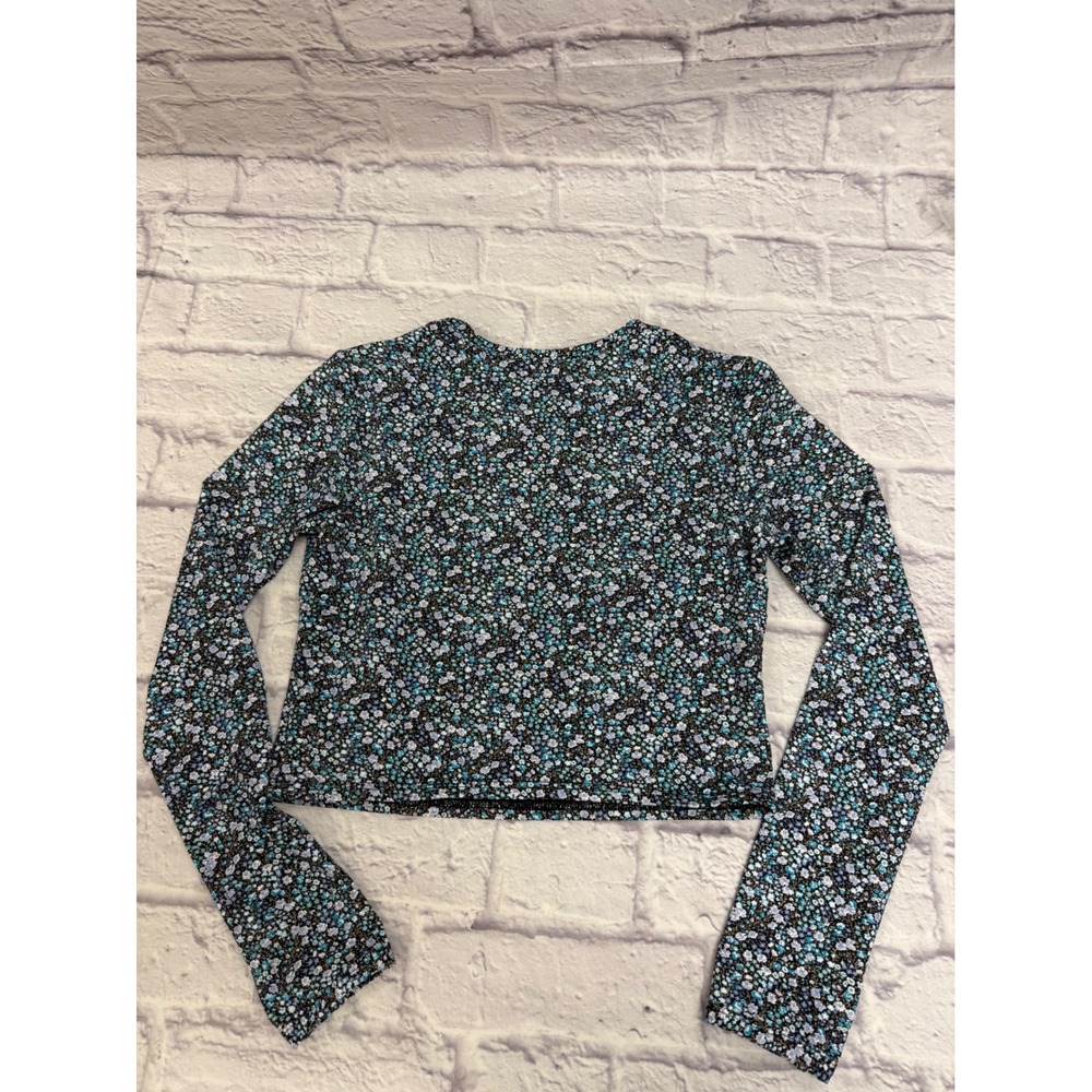 Matteau Floral Long Sleeve Crop Tankini Swim Top Blue Ditsy Print Size US 8 - Picture 4 of 4